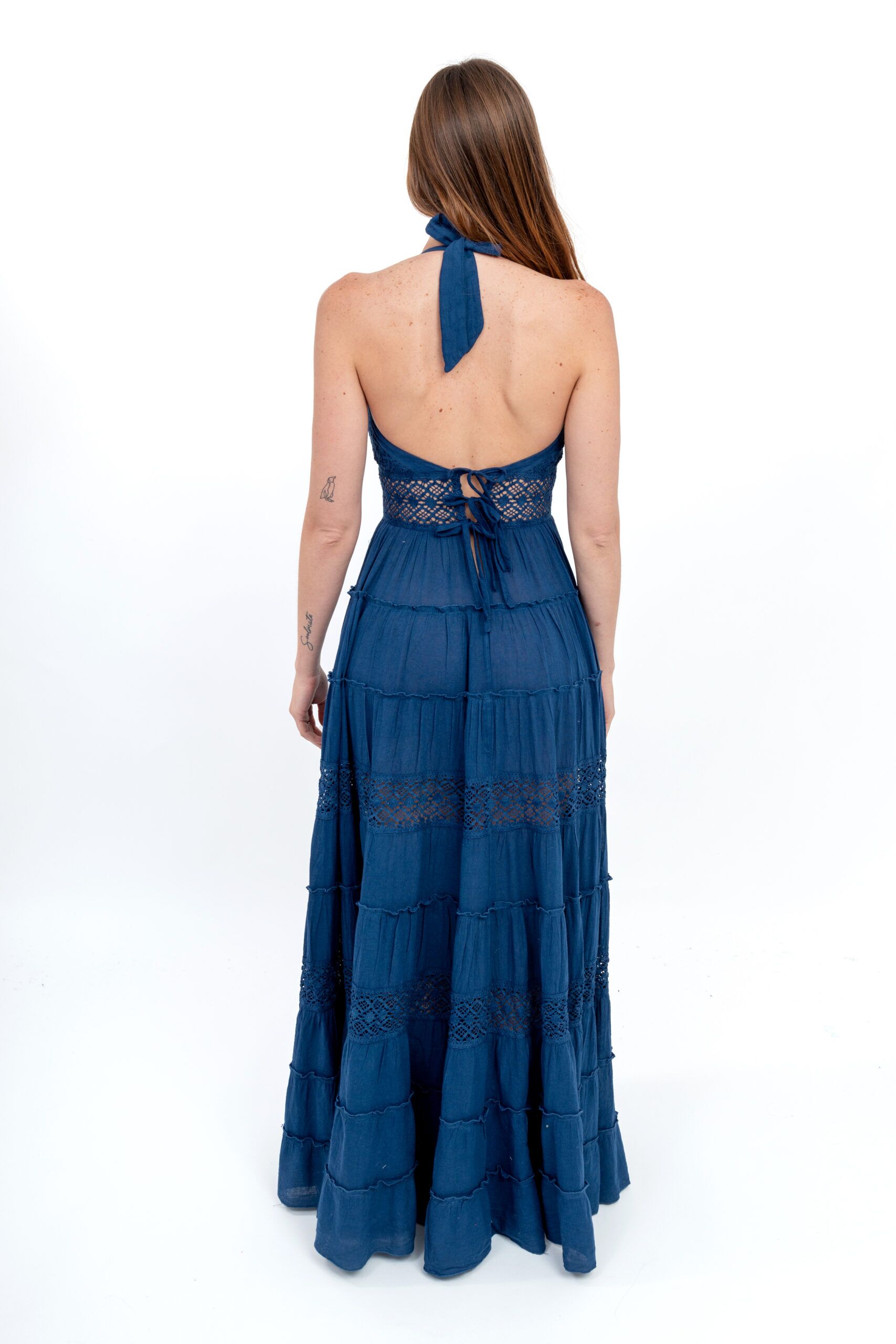 vestido largo azul ibicenco